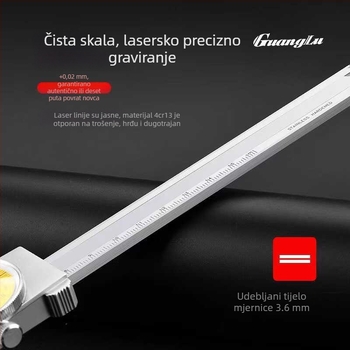 Kaliper s brojčanikom, zatvorenog tipa, dvostruki raspon 0-150 mm (0,02 mm) i 0-200 mm (0,01 mm)