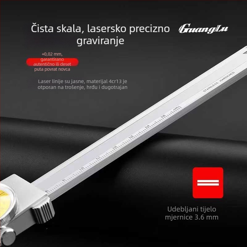 Kaliper s brojčanikom, zatvorenog tipa, dvostruki raspon 0-150 mm (0,02 mm) i 0-200 mm (0,01 mm)