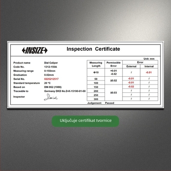 Insize nehrđajući čelični mjerač s satom, otporan na udarce vernier kaliper