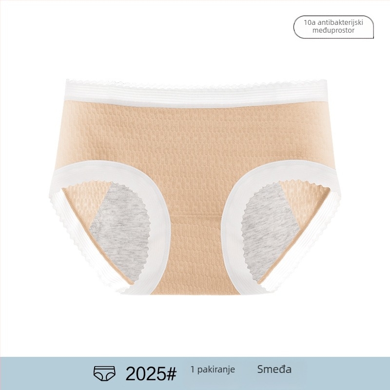Pamukaste gaćice za menstruaciju – prozračne, jacquard tkanine, niski struk, zaštita od curenja.