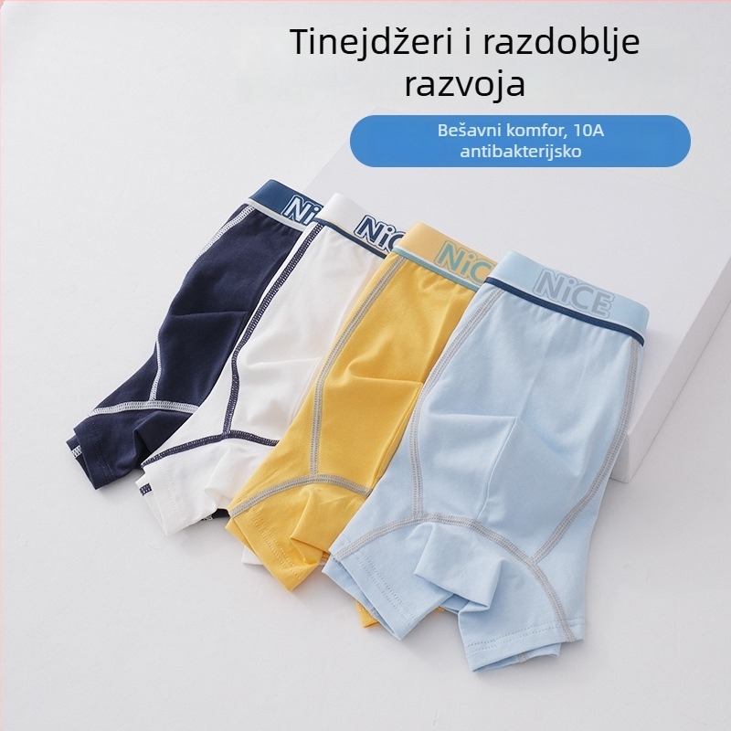 Boxeri za tinejdžerske dječake, od 100% pamuka, antibakterijski, prozračni