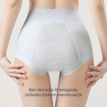 Damske gaćice visokog struka za menstrualni ciklus, velike veličine, 100% pamuk, zaštita od curenja, prozračna, antibakterijska