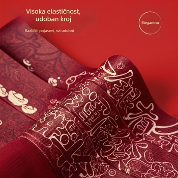 Muške bokserice od pamuka, vinsko crvene boje, velika veličina, 40S, otisak, prozračnije, udobne, s povoljnim značenjem