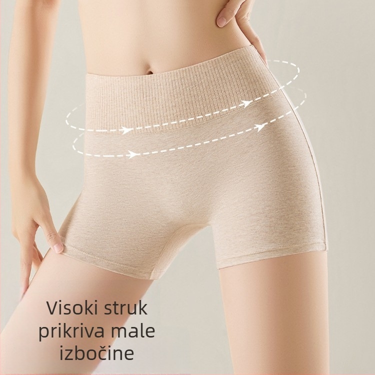 Ženske bokserice od pamuka sa širokim pojasom, antibakterijske, kontrola trbuha, neproziran, plus veličina
