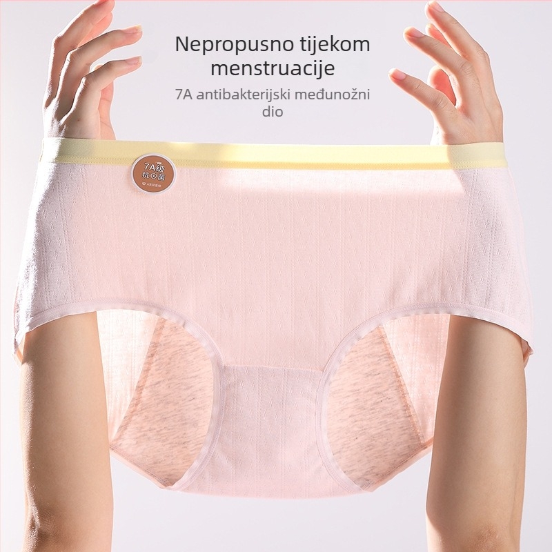 Ženske pamukaste gaćice za mjesečnicu, plus veličina, antibakterijske 7A, nepropusne za curenje