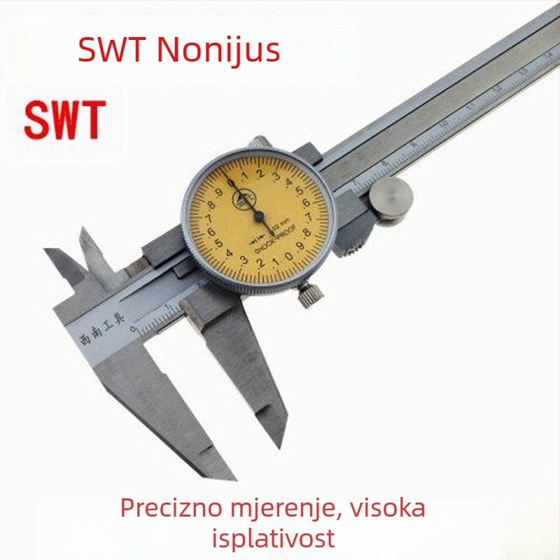 Southwest Tools klizni mjerač s pokazivačem, raspon 0-150-200-300×0,02 mm, četiri funkcije, nehrđajući čelik
