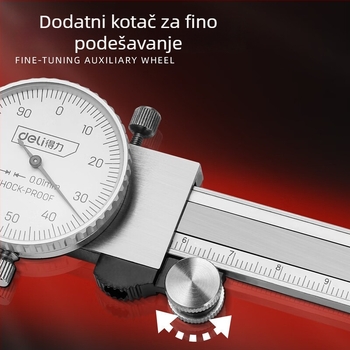 Deli nehrđajući čelik dijalni mjerač s vernier skalom