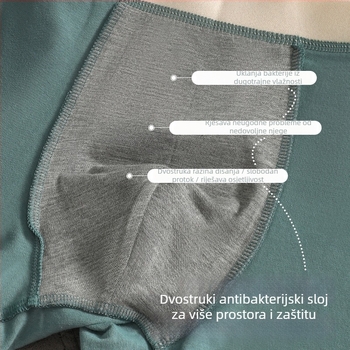 Muške pamučne bokserice, prozračne, bez vidljivih šavova, sa srednje visokim strukom, pletene, podstava prepona od recikliranih vlakana