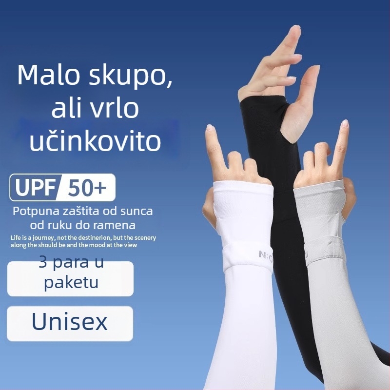 Unisex rukavice za podlakticu s UV zaštitom, leden-svilena tkanina, lagane za vožnju biciklom (70–80% glavni materijal, ≤18 g)