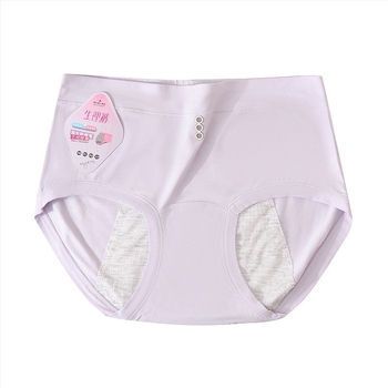 Ženske menstrualne gaćice sa srednjim strukom, mekani materijal, produženi preponasti dio, zaštita od curenja; glavni materijal: regenerirana celuloza 92%, podstava prepona 100% regenerirana celuloza