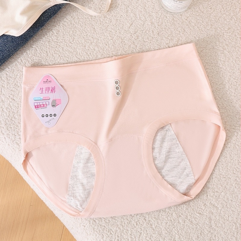 Ženske menstrualne gaćice sa srednjim strukom, mekani materijal, produženi preponasti dio, zaštita od curenja; glavni materijal: regenerirana celuloza 92%, podstava prepona 100% regenerirana celuloza
