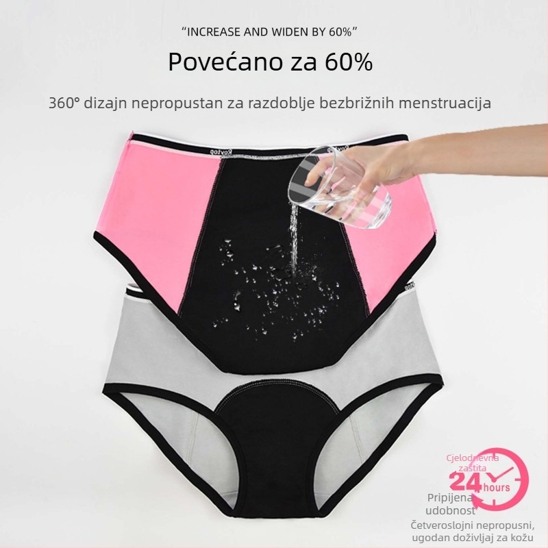Ženske gaćice za razdoblje s apsorpcijom i zaštitom od curenja, pamuk preponski dio, srednja visina struka