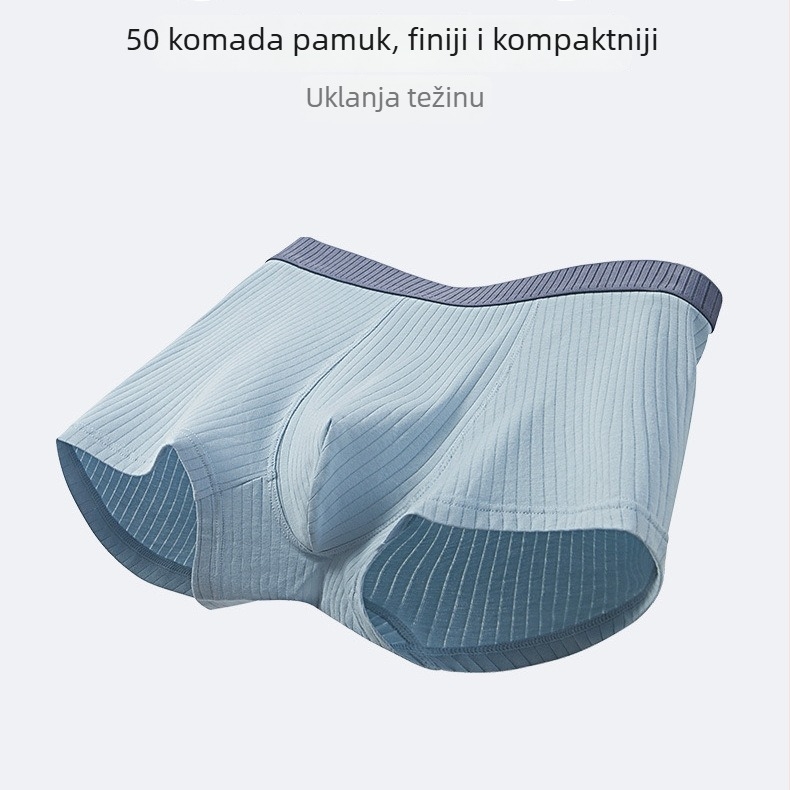 Muške bokserice od dugog vlakna pamuka 50s, ribano pletenje, antibakterijske, jednobojne, srednja visina struka, glavna tkanina 95–100% pamuk, podstava prepona viskozna 90–95%, branda KERYA