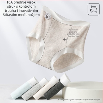 Antibakterijske pamukaste gaćice za žene s visokim strukom, postporođajni oporavak, s produženom preponom