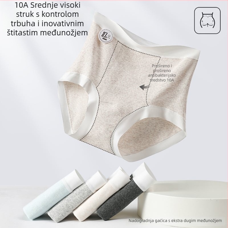 Antibakterijske pamukaste gaćice za žene s visokim strukom, postporođajni oporavak, s produženom preponom
