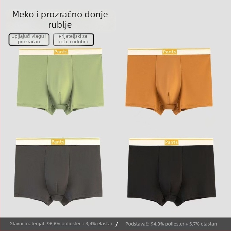 Muške prozračne poliester boxerice, srednji pojas, pleteni materijal, glavni materijal 90–95% poliester, podstava prepona 90–95% poliester, jednobojni uz natpis