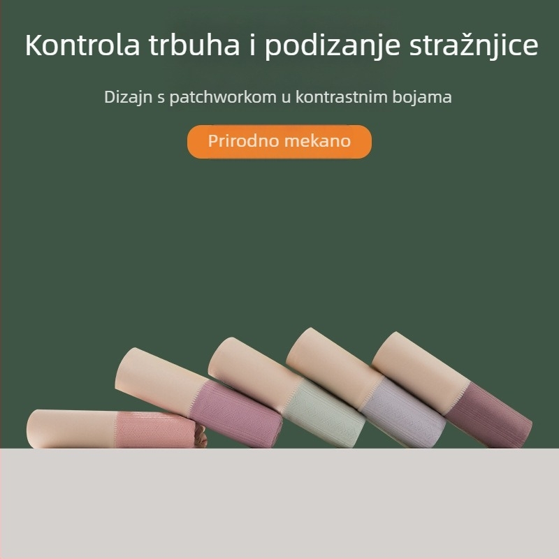 Plus veličine ženske gaćice od pamuka, visoki pojas, bezšivne, podstava od svile Mulberry, prozračne, antibakterijske, oblikovanje trbuha