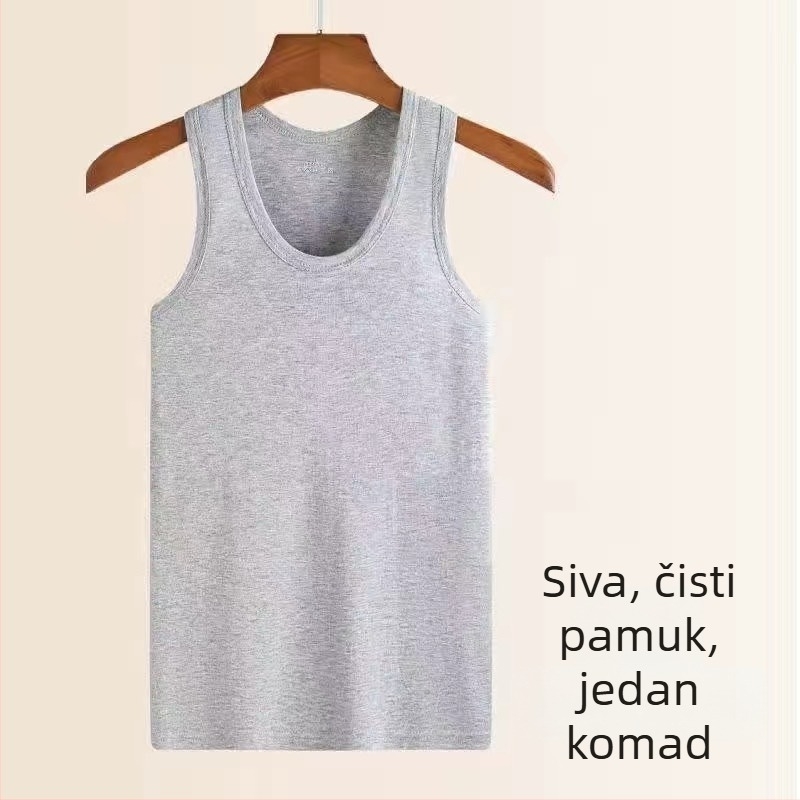 Muška pamukasta sportska vesta bez rukava – brzo sušenje, odvodi znoj, 90–95% pamuka, okrugli izrez, ljetna gustoća 181–200 g/m²