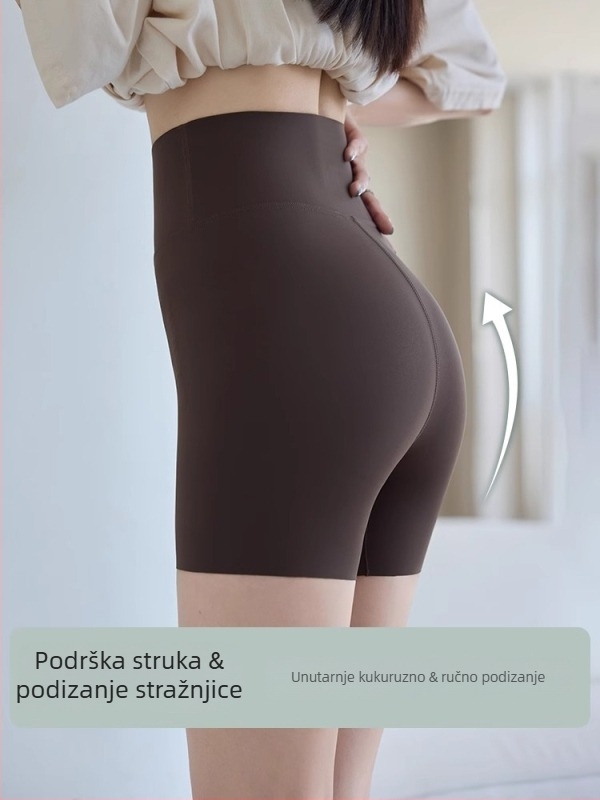 Ženske jogas hlače do koljena — tri četvrtine, najlon/elastan, lagani tank materijal, visoka elastičnost, uski kroj