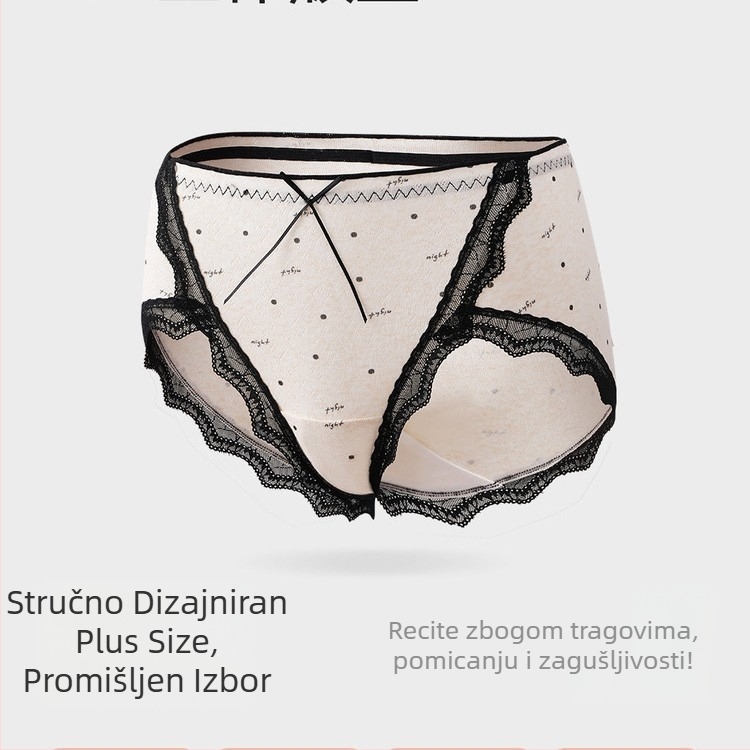 Ženske gaćice od najlona, bezšivne, s pamukom u preponskom dijelu, visokim strukom, prozračne, čipkastim detaljima, za plus veličine