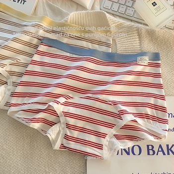 Ženske boxerice s prugama, 90–95% pamuk, antibakterijske, prozračne, pamukasta podstava u preponi