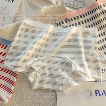 Ženske boxerice s prugama, 90–95% pamuk, antibakterijske, prozračne, pamukasta podstava u preponi
