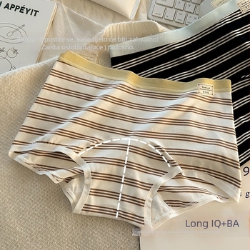 Ženske boxerice s prugama, 90–95% pamuk, antibakterijske, prozračne, pamukasta podstava u preponi