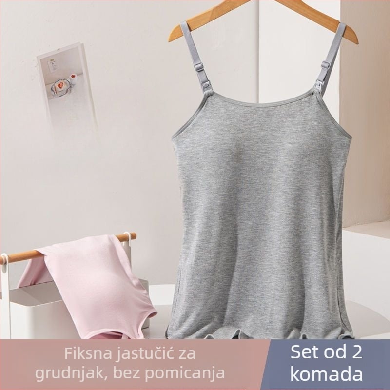 Dojenje top od modalnog materijala, majčinstvo i dojenje, lagani ljetni dizajn, naramenice, 3/4 rukav