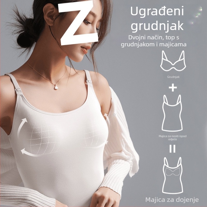 Dojenje top od modalnog materijala, majčinstvo i dojenje, lagani ljetni dizajn, naramenice, 3/4 rukav