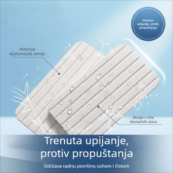 3-dijelni set: odvodne prostirke za kupaonicu, sušione prostirke za kuhinju, prostirke za slavinu, upijajuće prostirke za umivaonik i brzo sušeći držač sapuna