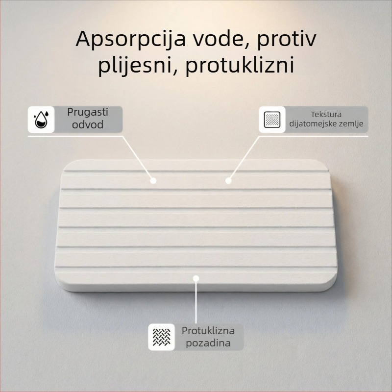 3-dijelni set: odvodne prostirke za kupaonicu, sušione prostirke za kuhinju, prostirke za slavinu, upijajuće prostirke za umivaonik i brzo sušeći držač sapuna