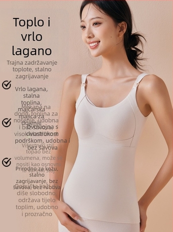 Majčinski potkoš dojenje zima nakon poroda s umetkom za dojenje, bez naramenica, uski kroj, okrugli izrez, srednja duljina