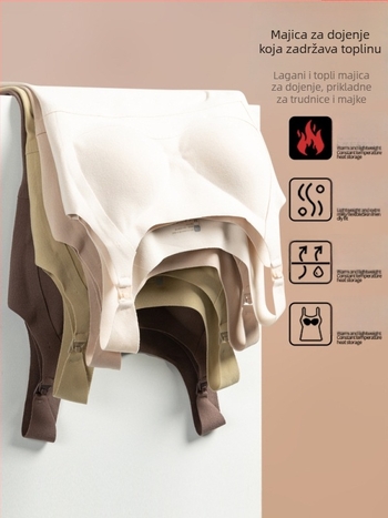Majčinski potkoš dojenje zima nakon poroda s umetkom za dojenje, bez naramenica, uski kroj, okrugli izrez, srednja duljina