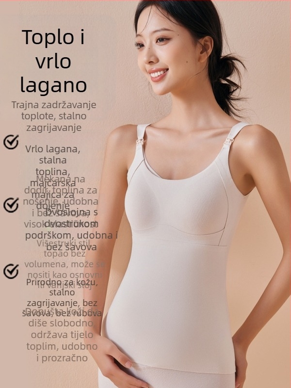 Majčinski potkoš dojenje zima nakon poroda s umetkom za dojenje, bez naramenica, uski kroj, okrugli izrez, srednja duljina