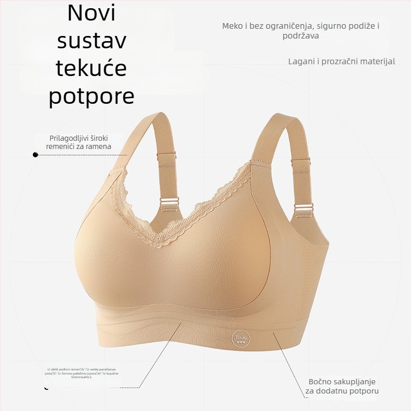 Bešivne grudnjake s podrškom, V izrez, čipka, 3/4 košarice od pjene, bez žice