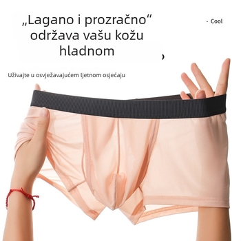 Muške bokserice od Ice Silk za ljeto, bočni otvor, ultra tanke, prozračne, srednja visina struka, jednobojne