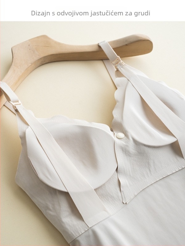 Trudnički top za dojenje bez rukava s V-izrezom i umetkom za dojke, najlon-spandeks 80–90%, casual stil, 2024