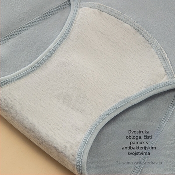 Menstrualne gaćice, visokog struka, prozračna pamučna tkanina, pleteni dizajn, srednji struk, podstava u preponama 100% pamuk