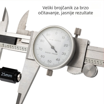 Javier Visoko precizan Vernier Dial Kaliper od nehrđajućeg čelika 0.001 in Rezolucija