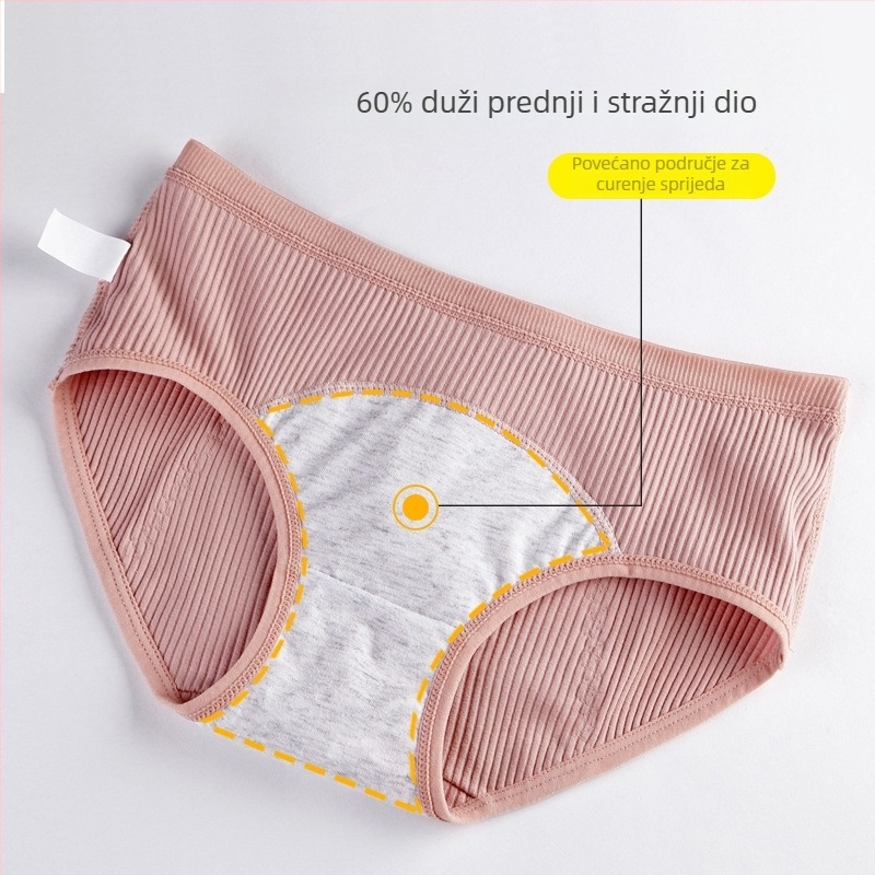 Menstrualne gaćice protiv propuštanja sa srednjom visinom struka, glavni materijal 92% pamuk, podstava prepona 100% pamuk, jednobojne, za mlađe žene