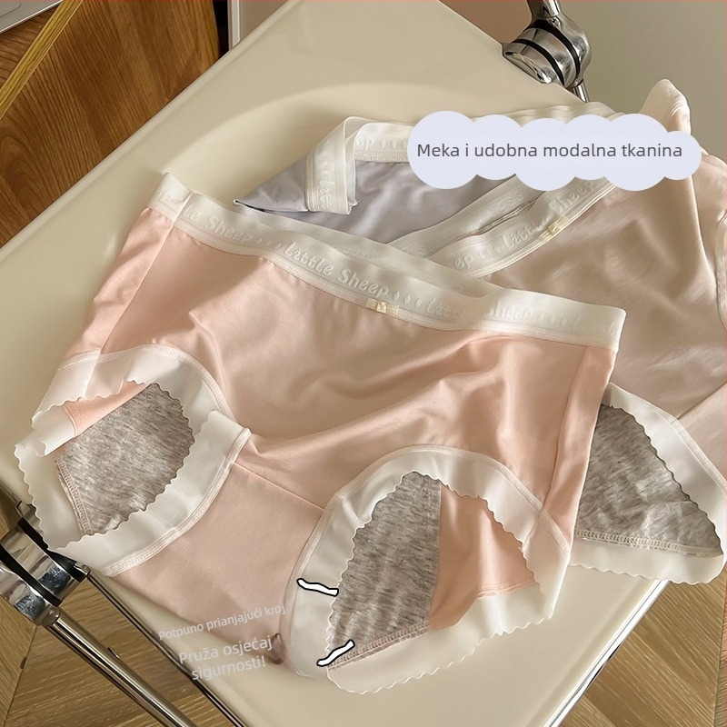 Ženske menstrualne gaćice od modalnog materijala s zaštitom od curenja, širokog i visokog kroja, pamukom podstavljenim u preponama