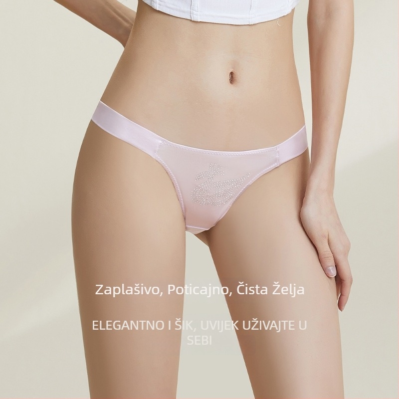 Ženske bikini gaćice s niskim strukom, Skull uzorak, Ice Silk tkanina, 80–90% najlona, podstava za prekrivan 50–70% pamuka, bez vidljivih linija