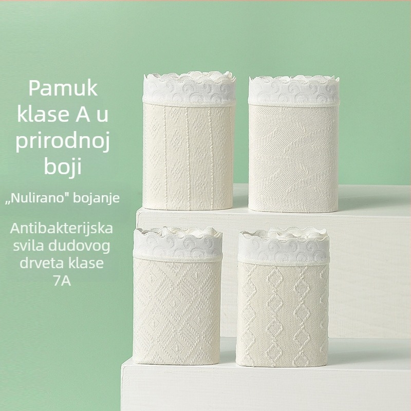 Žensko donje rublje bez boje, klase A, jednobojno pamuk, srednji pojas, velika veličina, antibakterijsko, podstava od svile dud