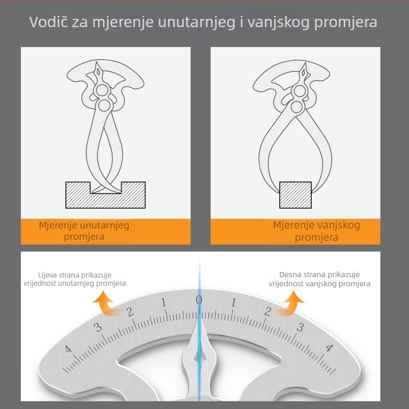 Nehrđajući čelični mjerni kalibar za razmake i debljinu, visoka preciznost, alat za drvene spojeve, pretvarač unutarnjeg i vanjskog promjera