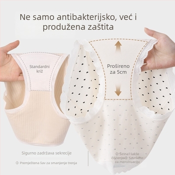 Ženske gaćice visoke talije od pamuka, podstava Mulberry svile u preponama, antibakterijske, otisak srca
