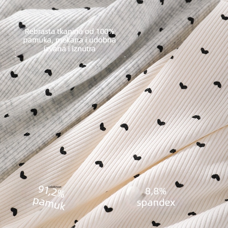 Ženske gaćice visoke talije od pamuka, podstava Mulberry svile u preponama, antibakterijske, otisak srca
