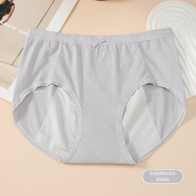 Žensko menstrualno donje rublje bez šavova, tanke, viskozni materijal 70–80% u glavnom materijalu, podstava područja prepona 90–95% viskoze, pletene, srednji dio struka, jednobojno