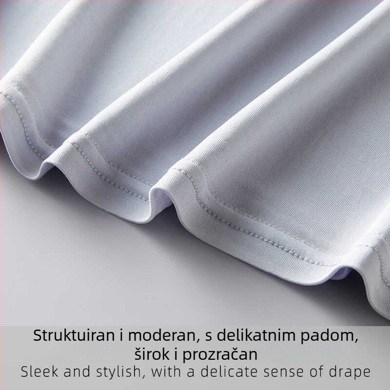 Muška svilena vest s okruglim izrezom, dvostruko pletena svila, 100% svila od mulberry, tanak prozračan materijal (100% svila; okrugli izrez; dvostruko pletena svila; tanak prozračni materijal)