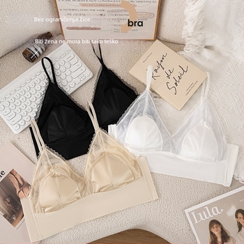 Nova plus veličine luksuzni čipkasti bandeau grudnjak s integriranim košaricama, seksi leđa, tanak stil