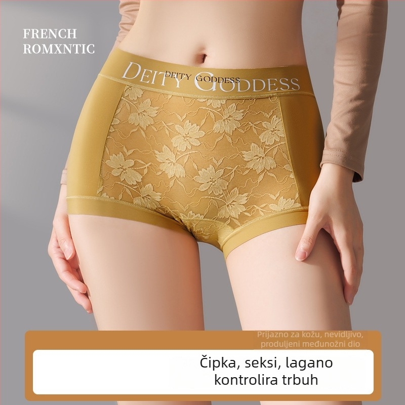 Ženske čipkaste gaćice s motivom slova, sexy, udobne i prozračne, s produženim preponom, plus veličine, srednja visina struka